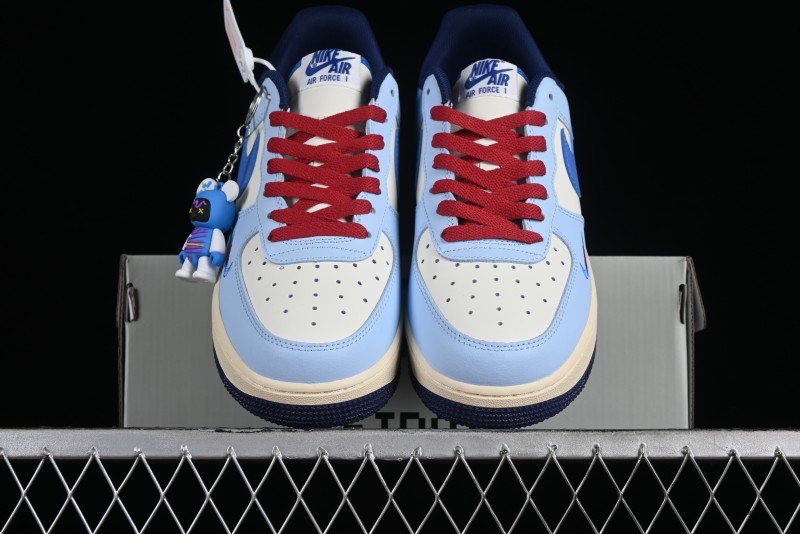 Nike Air Force 1 '07 Low Custom Casual Sneakers "Joker Red" with Full-Length Hexagonal Air Cushion - XL2402-333