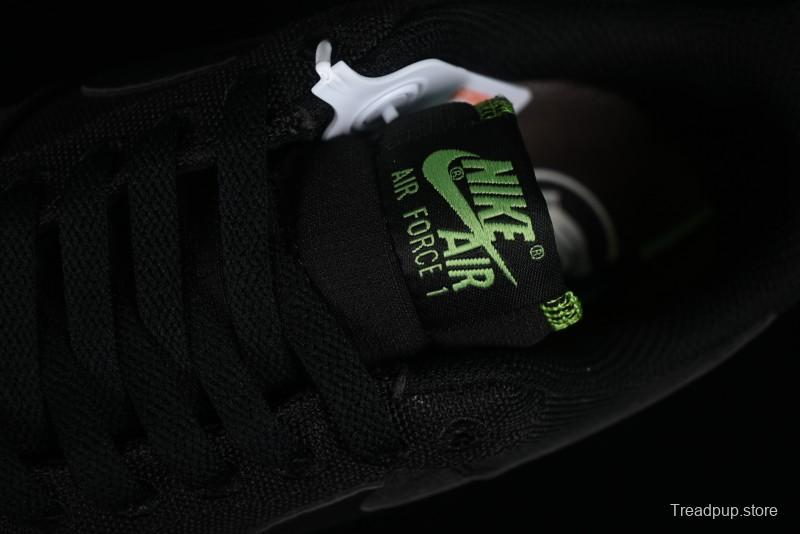 Nike Air Force 1 '07 Low Black Green Canvas Casual Sneakers - FJ4160-001