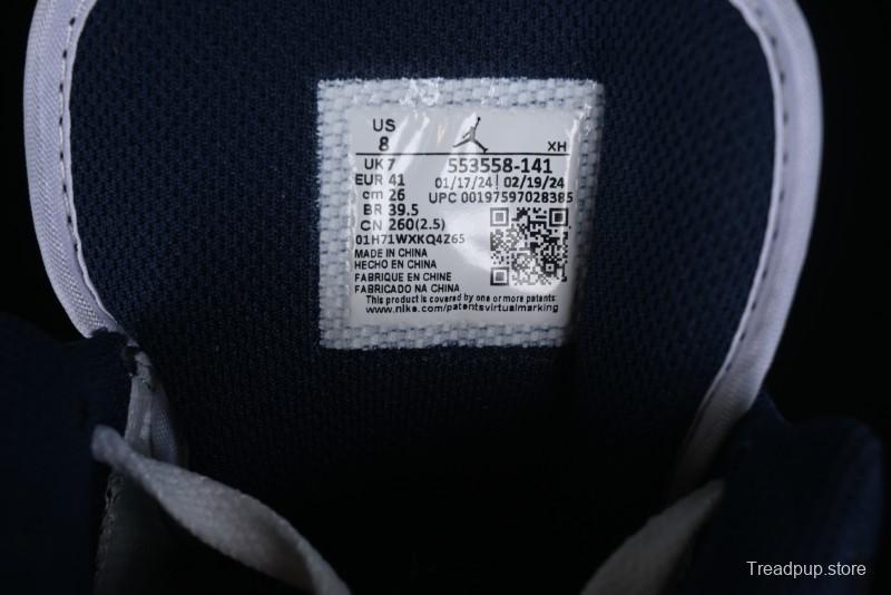 Nike Air Jordan 1 Low AJ1 White Blue Grey Low Top Lifestyle Basketball Shoes - 553558-141