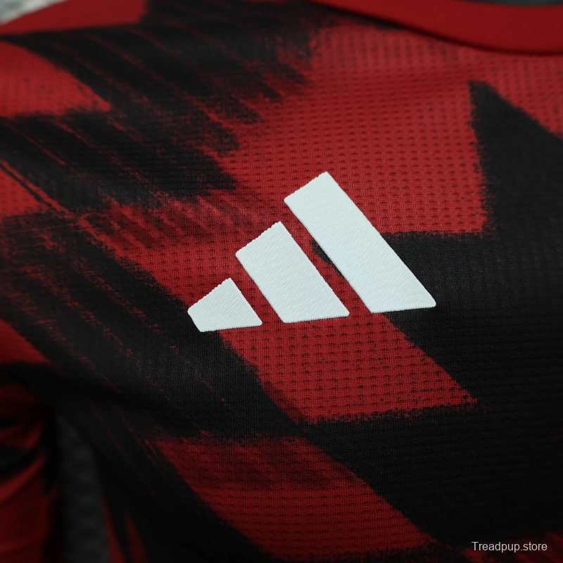 25/26 Player Version Manchester United Red Geometric Pattern Pre-Match Training Jersey