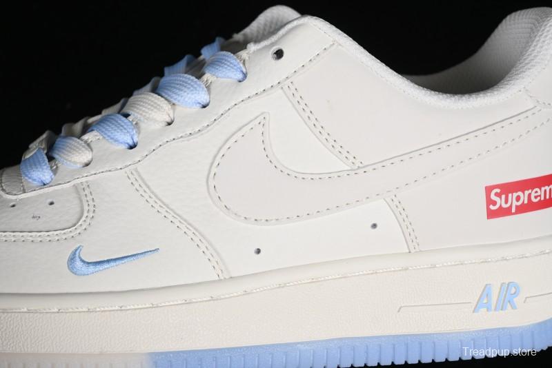 Nike Air Force 1 '07 Low Supreme Collaboration - White Blue Colorblock Low-Top Casual Sneakers BB9599-202
