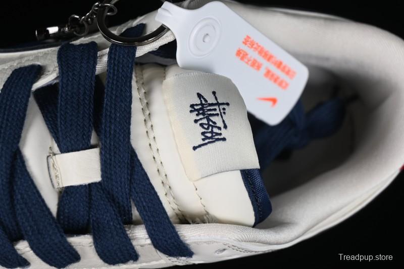 Stussy x Nike SB Dunk Low Anniversary Custom Sneakers with Blue Swoosh - DQ1098-379