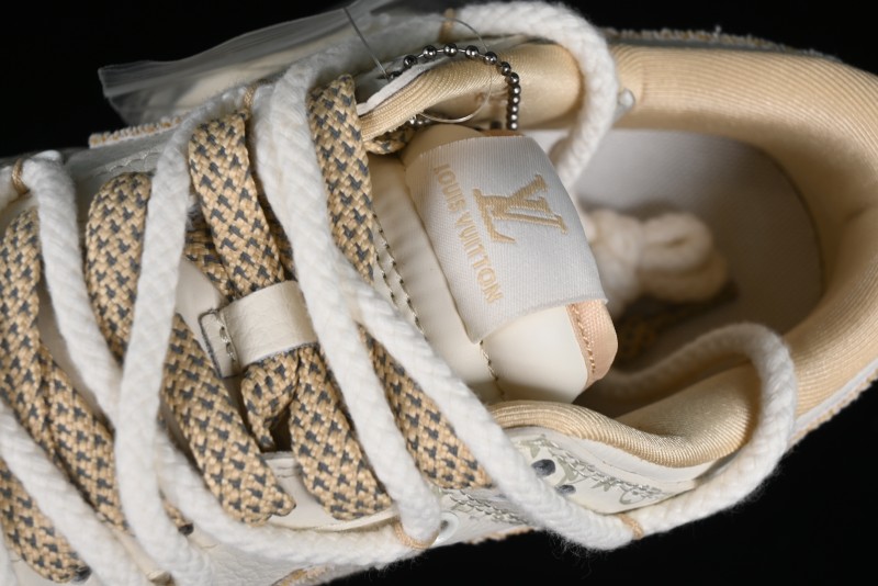 Nike SB Dunk Low LV Collaboration Strap Beige Swoosh Anniversary High-End Custom Low-Top Casual Sneakers - SJ2068-250