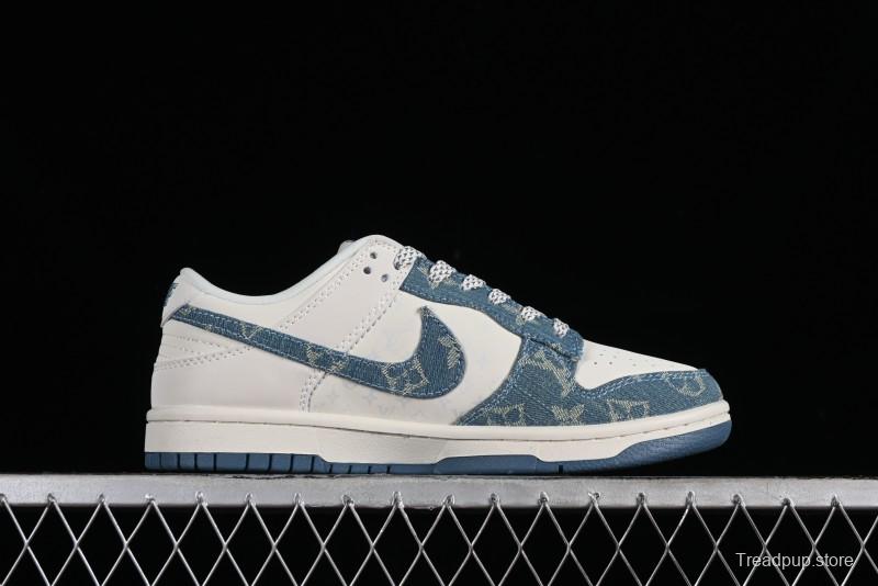 Nike SB Dunk Low LV Collaboration - Light Blue Denim Anniversary High-End Custom Low-Top Casual Skate Shoes - XP3802-336