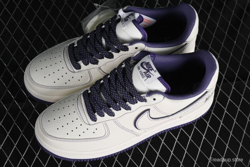 Stussy x Nike Air Force 1 '07 Low Retro Casual Sneakers with Reflective Military Purple - UN1635-222