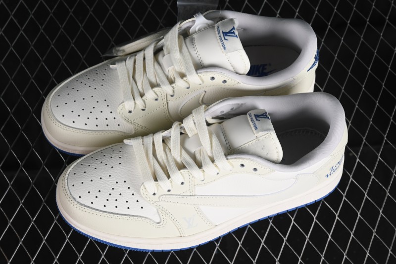 Nike Travis Scott x Fragment Design x Air Jordan 1 Low OG SP AJ1 LV Collaboration Light Blue Low-Top Casual Sneakers - LJ5188-007