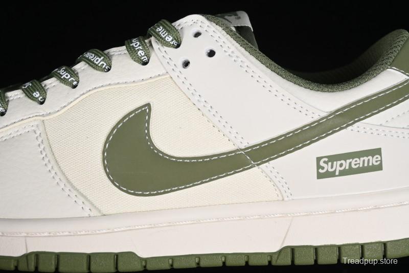 Nike SB Dunk Low Supreme Collaboration - Military Green Canvas Anniversary Custom Low-Top Casual Skate Shoes - BB6698-516