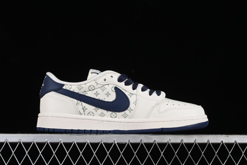Nike Travis Scott x Fragment Design x Air Jordan 1 Low OG SP AJ1 LV Collaboration Light Blue Violent Bear Low-top Casual Sneakers - SJ2068-100