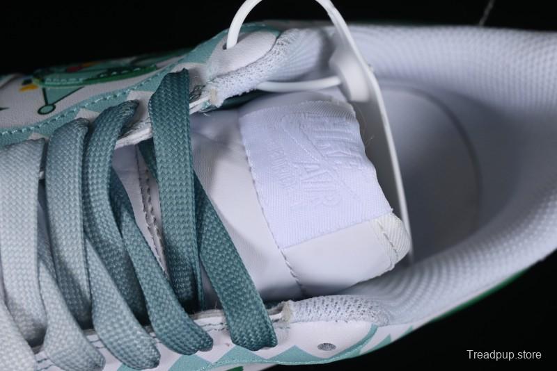 Nike Air Force 1 '07 Low Witch Collaboration Custom Leather Sneakers with Skull and Gradient White-Green Design - CW2288-111