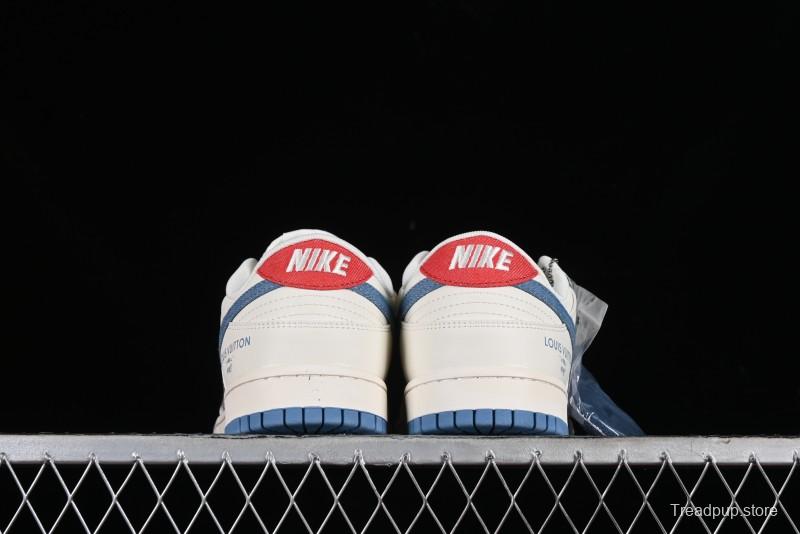 Nike SB Dunk Low LV Collaboration - Beige Blue Chanel Style Anniversary High-End Custom Low-Top Casual Sneakers - XX2025-323
