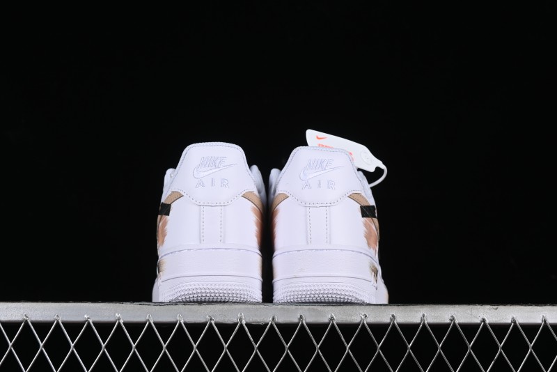 Nike Air Force 1 '07 Low Casual Sneakers with Anime-Inspired Hand-Painted Design, Broken Swoosh Shadow Effect, Brown/Black - CW2288-111