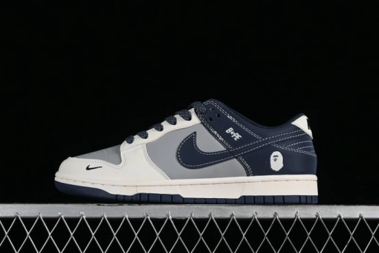 Nike SB Dunk Low BAPE Collaboration - Light Blue Grey Anniversary High-End Custom Low-Top Casual Skate Shoes - BB8969-001