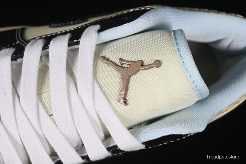 Nike Air Jordan 1 Low "Coconut Milk Black" Casual Basketball Shoes with Team Gold Accents - HQ3437-101
