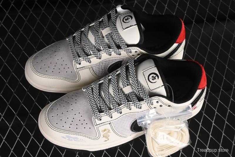 Nike SB Dunk Low Black Wukong Series - Beige Grey Black Swoosh Anniversary Custom Low-Top Casual Skate Shoes - SJ1089-014