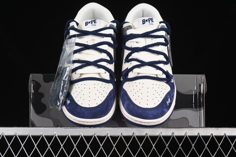 Nike SB Dunk Low BAPE Collaboration - Strap Multi-Color Grey Swoosh Anniversary Custom Low-Top Casual Sneakers - SJ2068-278