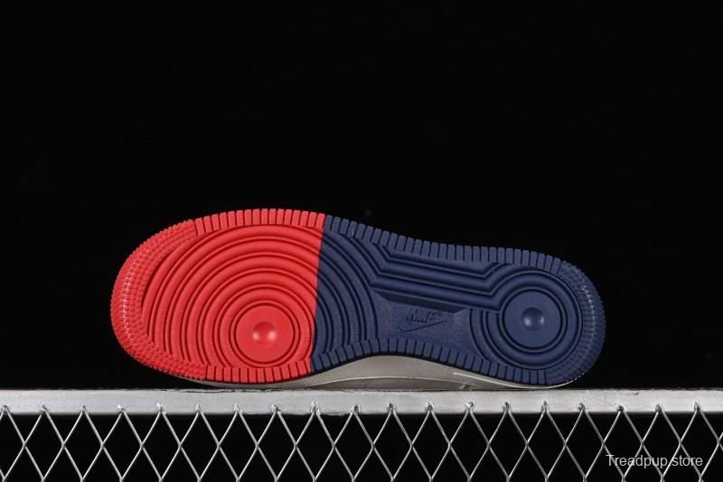 Nike Air Force 1 '07 Low Supreme Collaboration - Beige Red Blue Double Swoosh Casual Sneakers - XZ6188-008