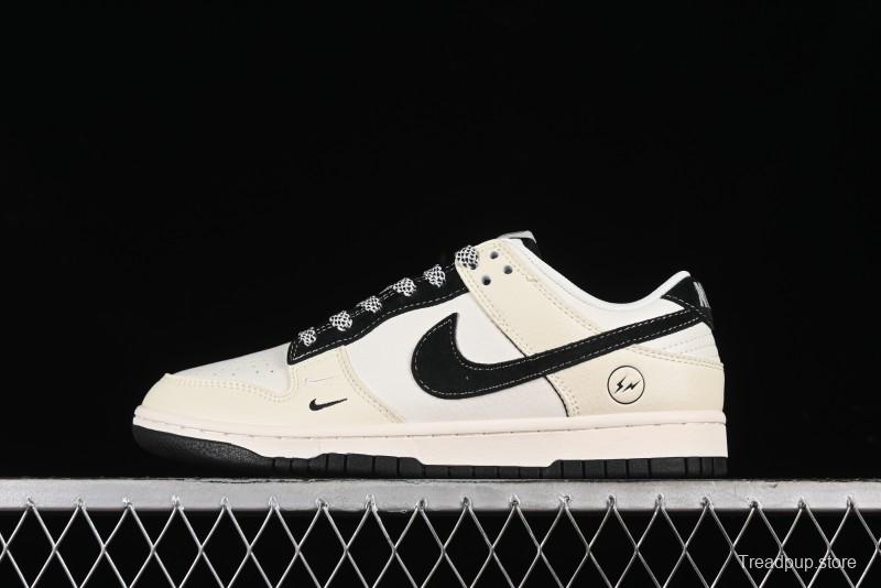 Nike SB Dunk Low Lightning Collaboration - Off White Black Double Swoosh Anniversary Custom Low-Top Casual Skate Shoes - XY1688-007