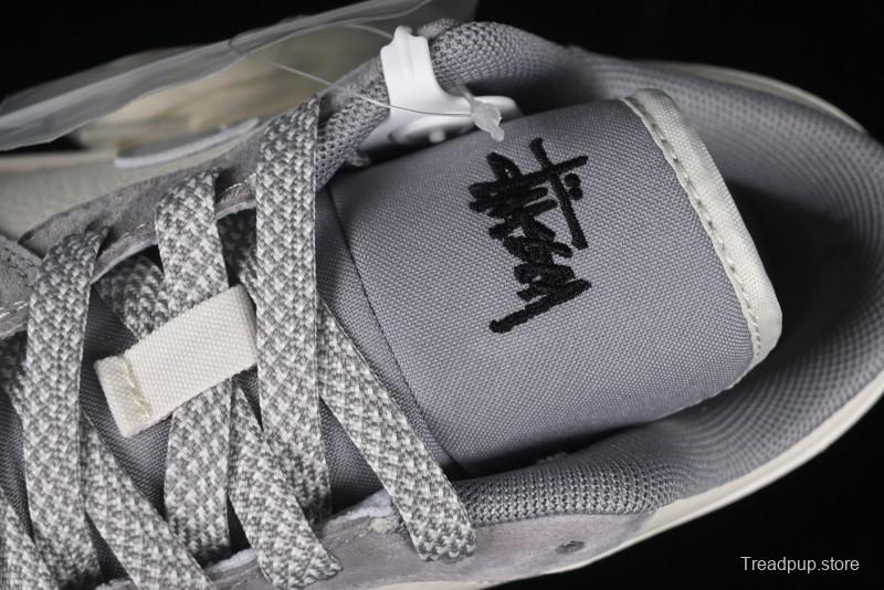 Nike Air Jordan 1 Low Stussy Collaboration - Light Bone Grey Dual-Tone Premium Custom Retro Basketball Shoes - SJ9950-045