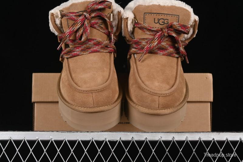 UGG Classic Mini II Fur Lace-Up Platform Short Boots with Treadlite Outsole - 1143954