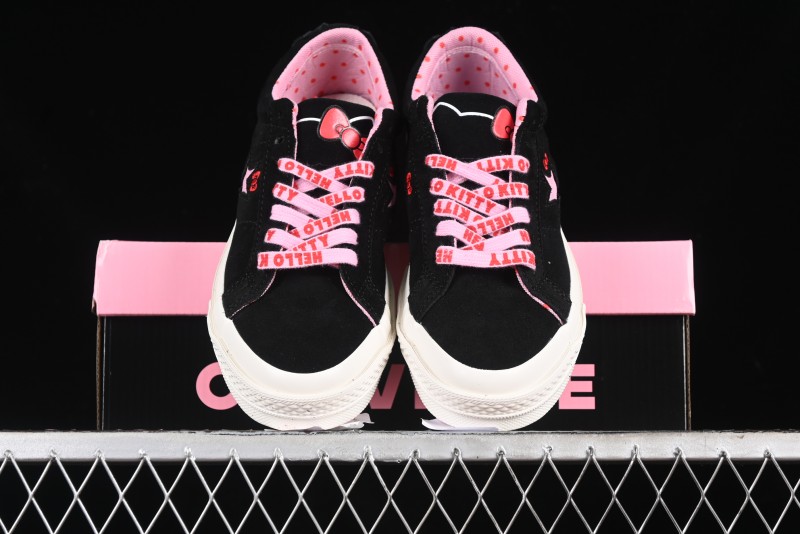 Converse One Star Hello Kitty Collaboration Low-Top Casual Sneakers with Embroidered Bow - 362940C