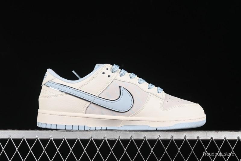 Nike SB Dunk Low Stussy Collaboration - Double Swoosh Ice Blue Anniversary Custom Low-Top Casual Skate Shoes - XX2026-101
