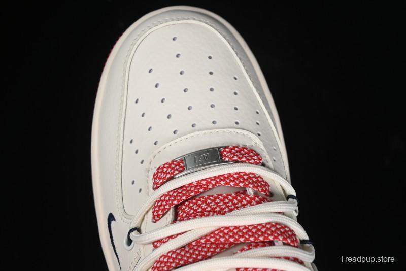 Nike Air Force 1 '07 Low Stussy Collaboration - Off White Red Lace-Up Low-Top Casual Sneakers - SJ1198-300
