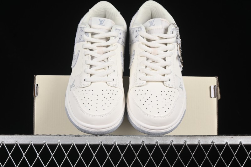 Nike SB Dunk Low LV Collaboration - Purple Denim with White and Purple Swoosh Anniversary High-End Custom Low-Top Casual Sneakers - DJ2024-010