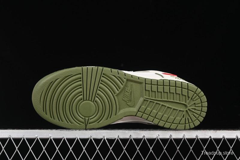 Nike SB Dunk Low Supreme The North Face Collaboration - Beige Green Reflective Swoosh Anniversary Custom Edition Low-Top Casual Skate Shoes - XX2025-638