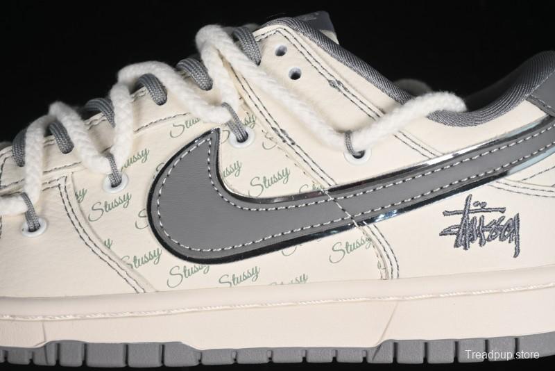 Nike SB Dunk Low Stussy Bandana Grey Check Anniversary Custom Low-Top Casual Skate Shoes - SJ2068-310