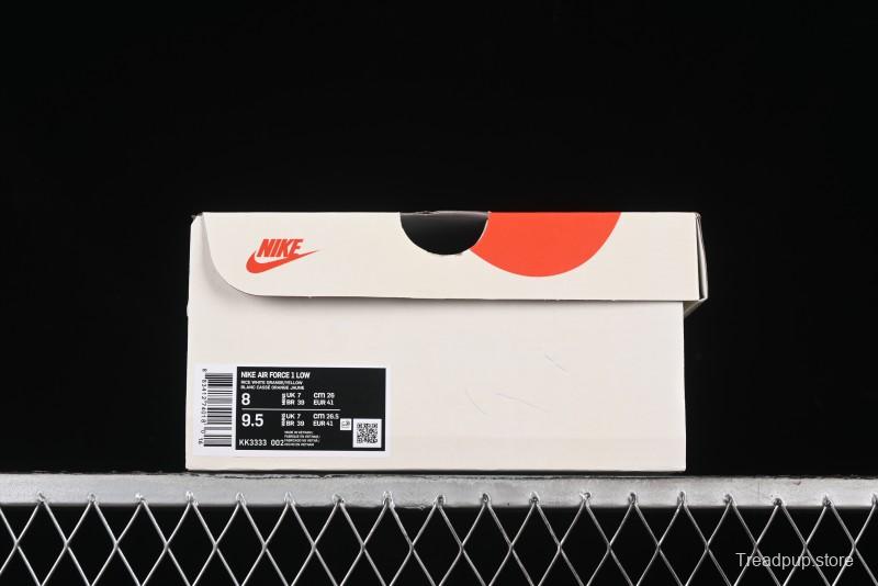 Nike Air Force 1 '07 Low UN Collaboration Casual Sneakers in Off-White with Yellow Stitch - KK3333-002