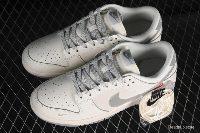 Nike SB Dunk Low Supreme The North Face Collaboration - Light Gray Reflective Swoosh Anniversary Custom Edition Low-Top Casual Skate Shoes - XX2025-628