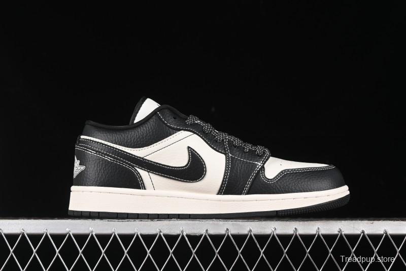 Nike Air Jordan 1 Low Stussy Collaboration - Black Sail Stitched Retro Basketball Shoes - CF3688-023