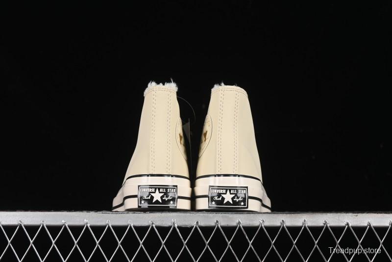 Converse Chuck 1970s Winter Waterproof Leather High-Top Sneakers with Gold Eyelets and Fleece Lining - A12443C