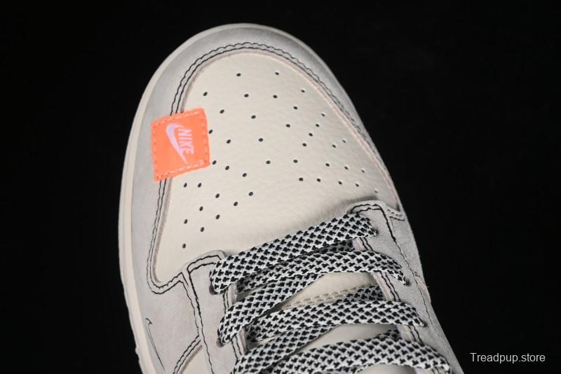 Nike SB Dunk Low Stussy Collaboration Patchwork Grey White Black Swoosh Anniversary Custom Low-Top Casual Skate Shoes - MM1089-022
