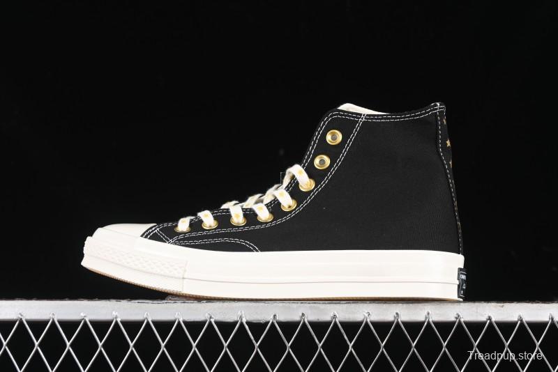 Converse Chuck 1970s High-Top Sneakers with Gold Star Accents and Classic Black & White Design - A12462C