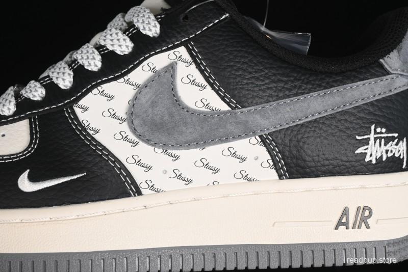 Nike Air Force 1 '07 Low Stussy Collaboration - Black Grey Casual Sneakers - XZ3328-566