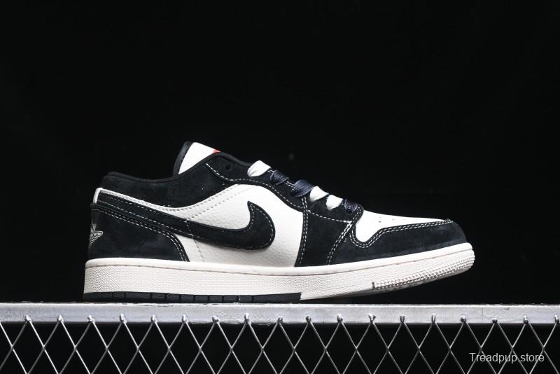 Nike Air Jordan 1 Low AJ1 Supreme Collaboration - Black White Two-Tone Retro Basketball Shoes - SJ9950-021