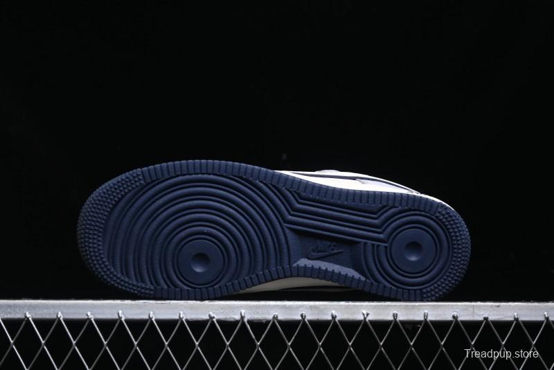 Nike Air Force 1 '07 Low Stussy Collaboration - Grey White with Blue Outsole Low-Top Casual Sneakers - SJ6698-006