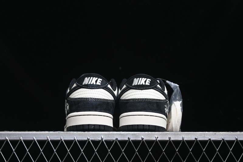 Nike SB Dunk Low Stussy Triple Collaboration - Patchwork Black Swoosh Anniversary Custom Low-Top Casual Skate Shoes - YX5066-222