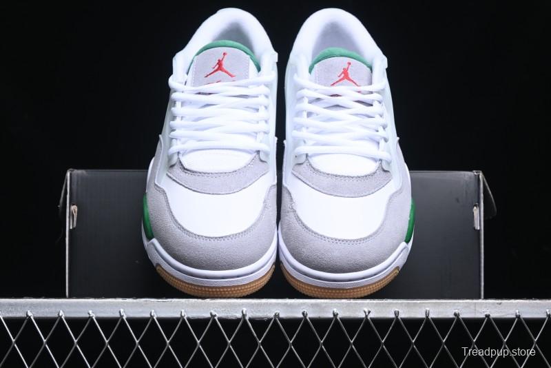 Nike Air Jordan 4 Remastered AJ4 Retro Sneakers in White Green with Gum Sole - FQ7939-103