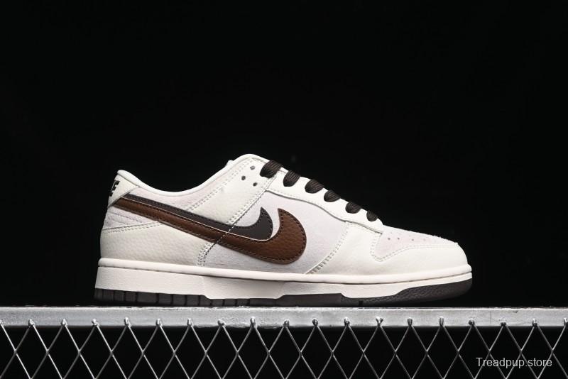 Nike SB Dunk Low Dior Collection - Beige Brown Swoosh Anniversary Custom Low-Top Casual Skate Shoes - XD6188-046