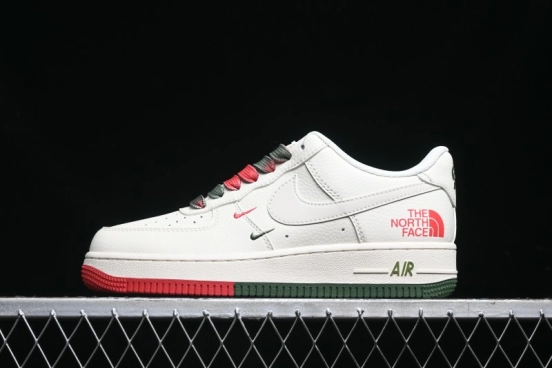 Nike Air Force 1 '07 Low The North Face Collaboration - Beige Red Green Color Block Low-Top Casual Sneakers - XZ6188-011