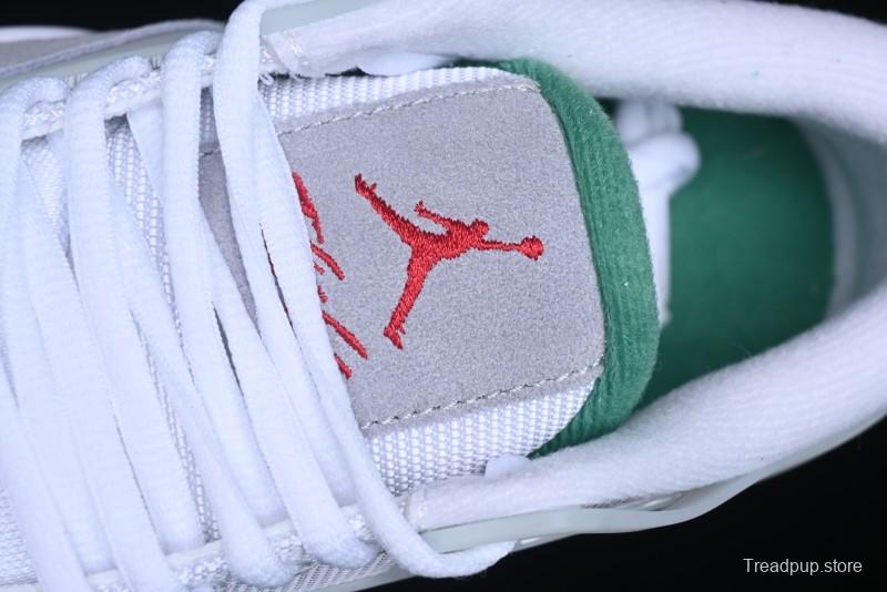 Nike Air Jordan 4 Remastered AJ4 Retro Sneakers in White Green with Gum Sole - FQ7939-103