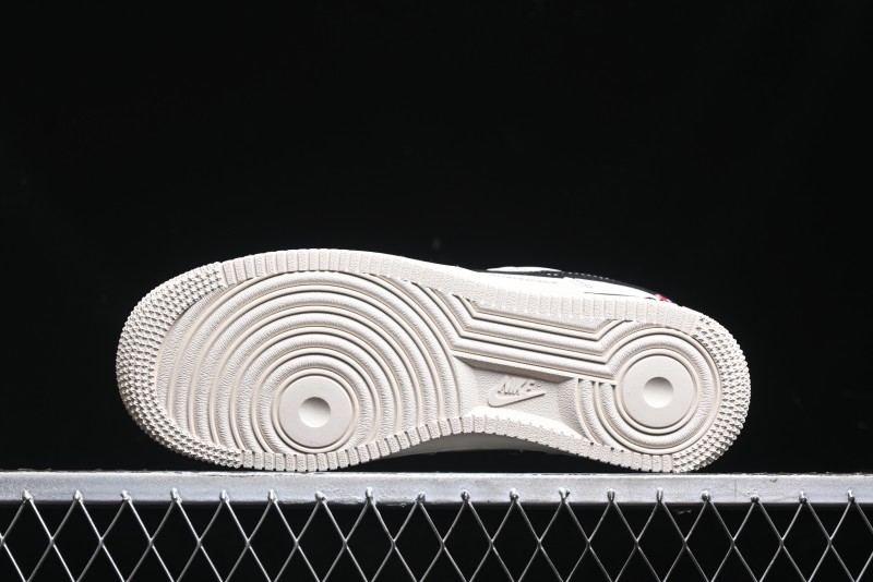 Nike Air Force 1 '07 Low Stussy Collaboration - White Black Swoosh Red Tab Low-Top Casual Sneakers - SJ6698-015