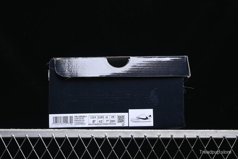 Nike Travis Scott x Fragment Design x Air Jordan 1 Low OG SP AJ1 Dior Collaboration - Splatter Lace-Up Low-Top Casual Sneakers DM9288-002