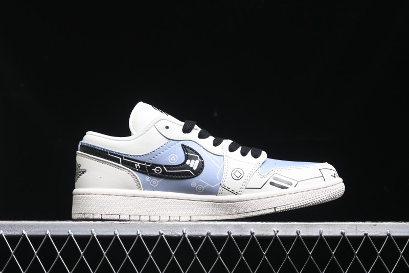 Nike Air Jordan 1 Low AJ1 OF Collaboration - Customized Retro Basketball Shoes with 3D Buttons - DM9188-001