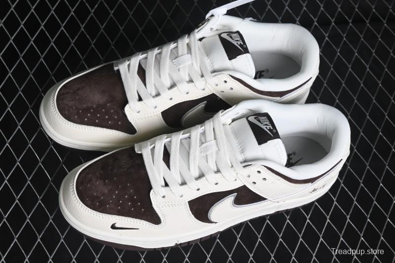 Nike SB Dunk Low Stussy Collaboration - Dark Brown White Swoosh Anniversary Custom Low-Top Casual Sneakers - KK1333-012