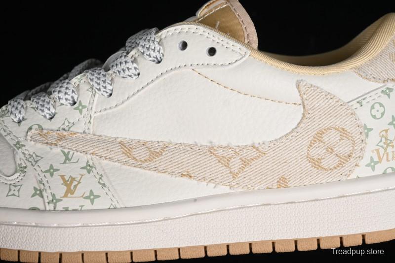 Nike Air Jordan 1 Low OG SP Travis Scott x Fragment Design Retro Sneakers with Reverse Swoosh - SJ2068-006