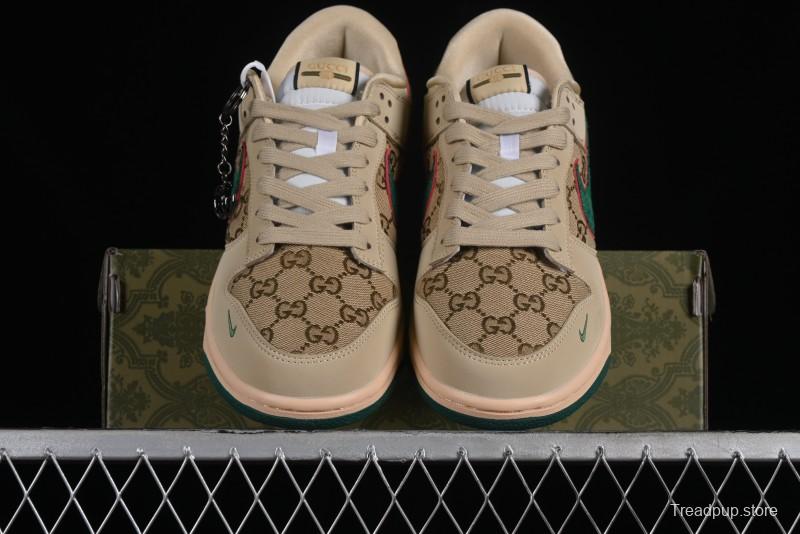 Nike SB Dunk Low Gucci Collaboration - Anniversary High-End Customized Low-Top Casual Sneakers - DQ1098-357