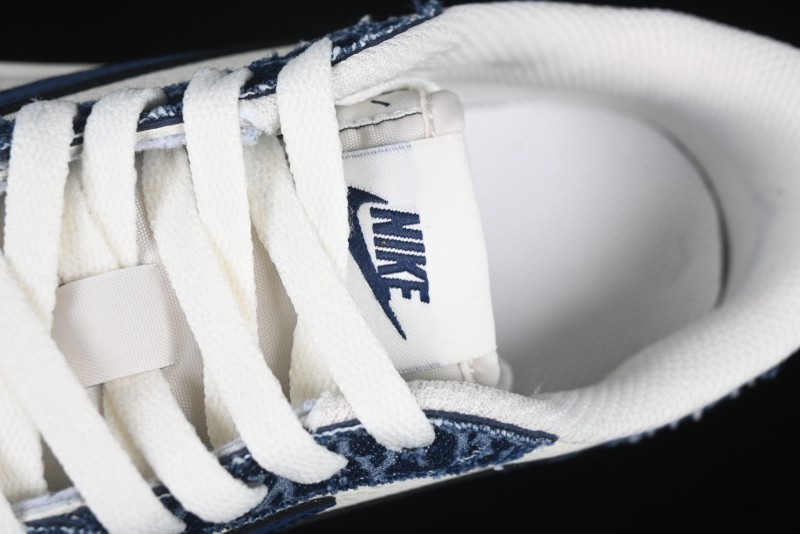 Nike Travis Scott x Fragment Design x Air Jordan 1 Low OG SP AJ1 MLB Collaboration White Blue Denim Low-top Casual Sneakers - DM7866-051